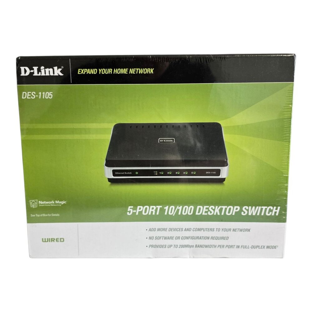 NEW Sealed! D-Link DES-1105 5-Port 10/100 Desktop Network Switch